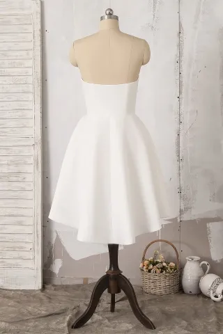 strapless ivory satin short bridal shower dress