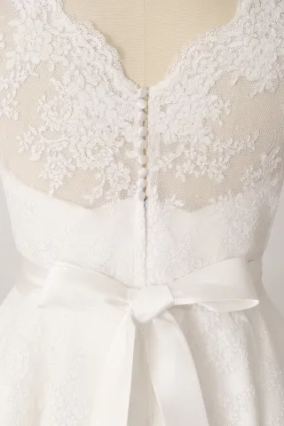 ivory illusion v back scalloped lace bridal gown