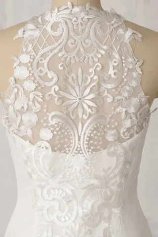 ivory illusion back lace unique bidal dress