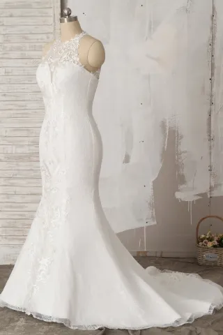 unique ivory lace mermaid wedding dress