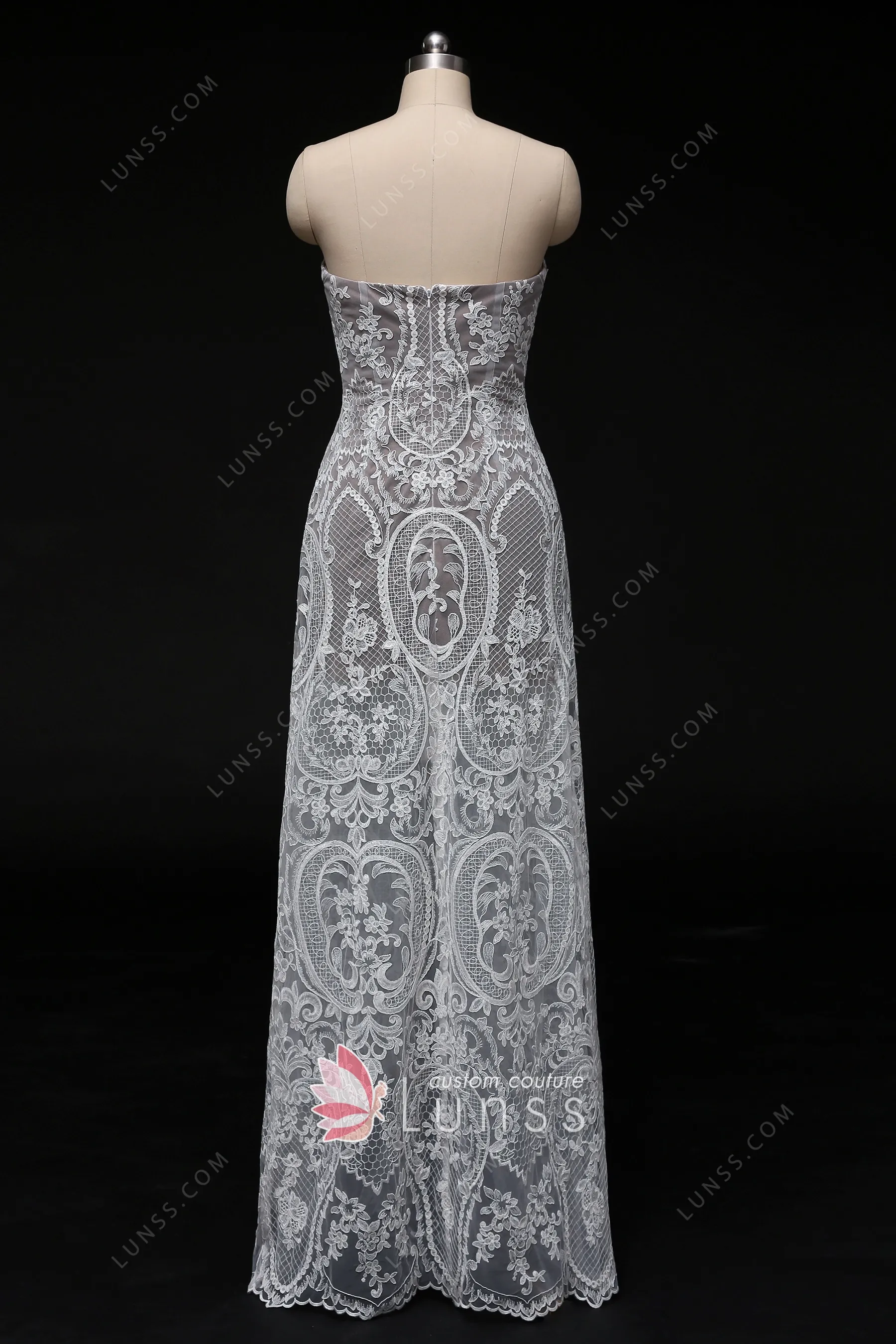 vintage inspired lace floor length bridal gown