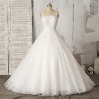 sparkly glitter fabric ivory ball gown wedding dress