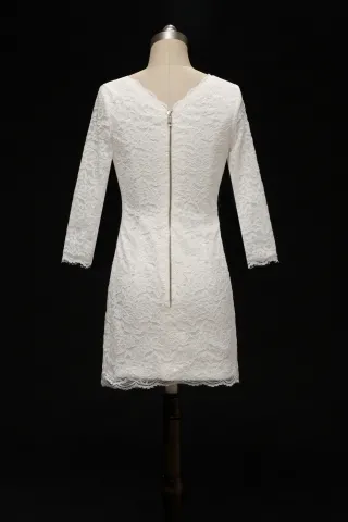 ivory lace short bridal dress