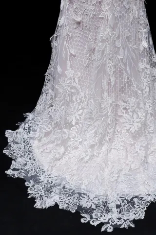 illusion 3d leaf lace mermaid dress
