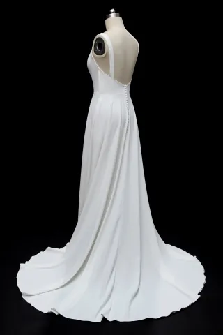 ivory satin A line simple wedding dress