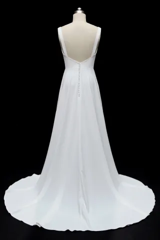 low back satin smiple A line wedding dress