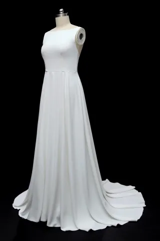 soft satin simple a line bridal dress