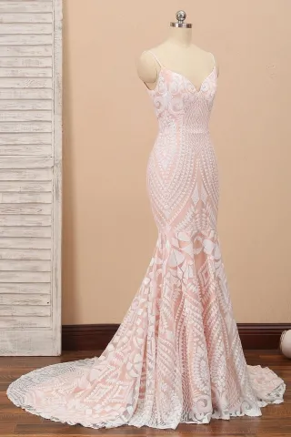 blush satin unique white sequin dress