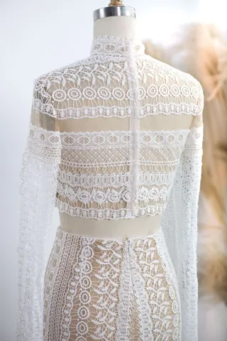 delicate lace two piece bridal dress