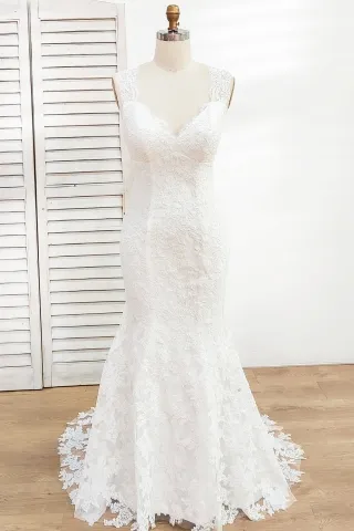 vintage inspired queen anne neck ivory lace bridal dress