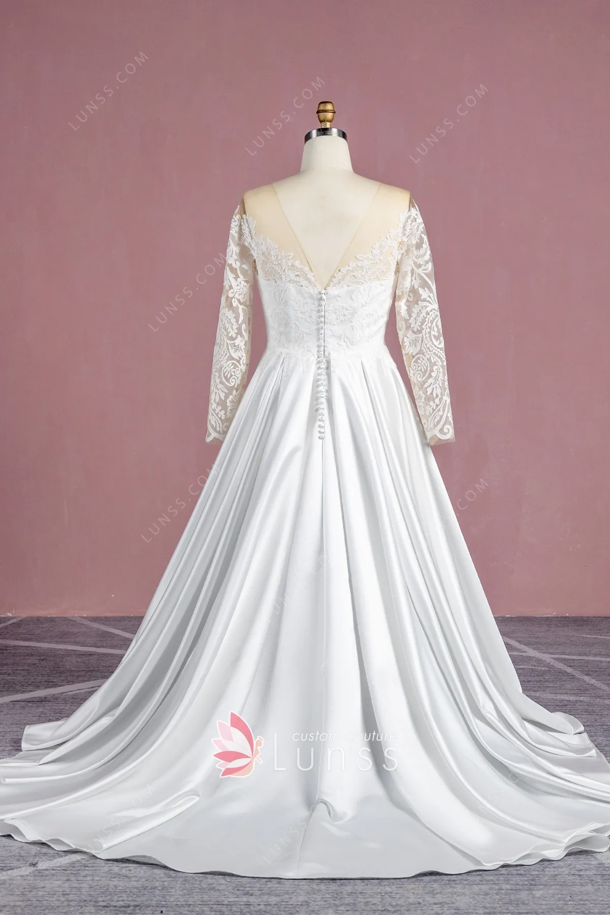 Rosalee plus size wedding gown with sleeve in Ivory