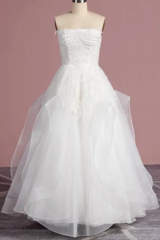 dazzling pearls beaded ivory lace and tulle bridal gown