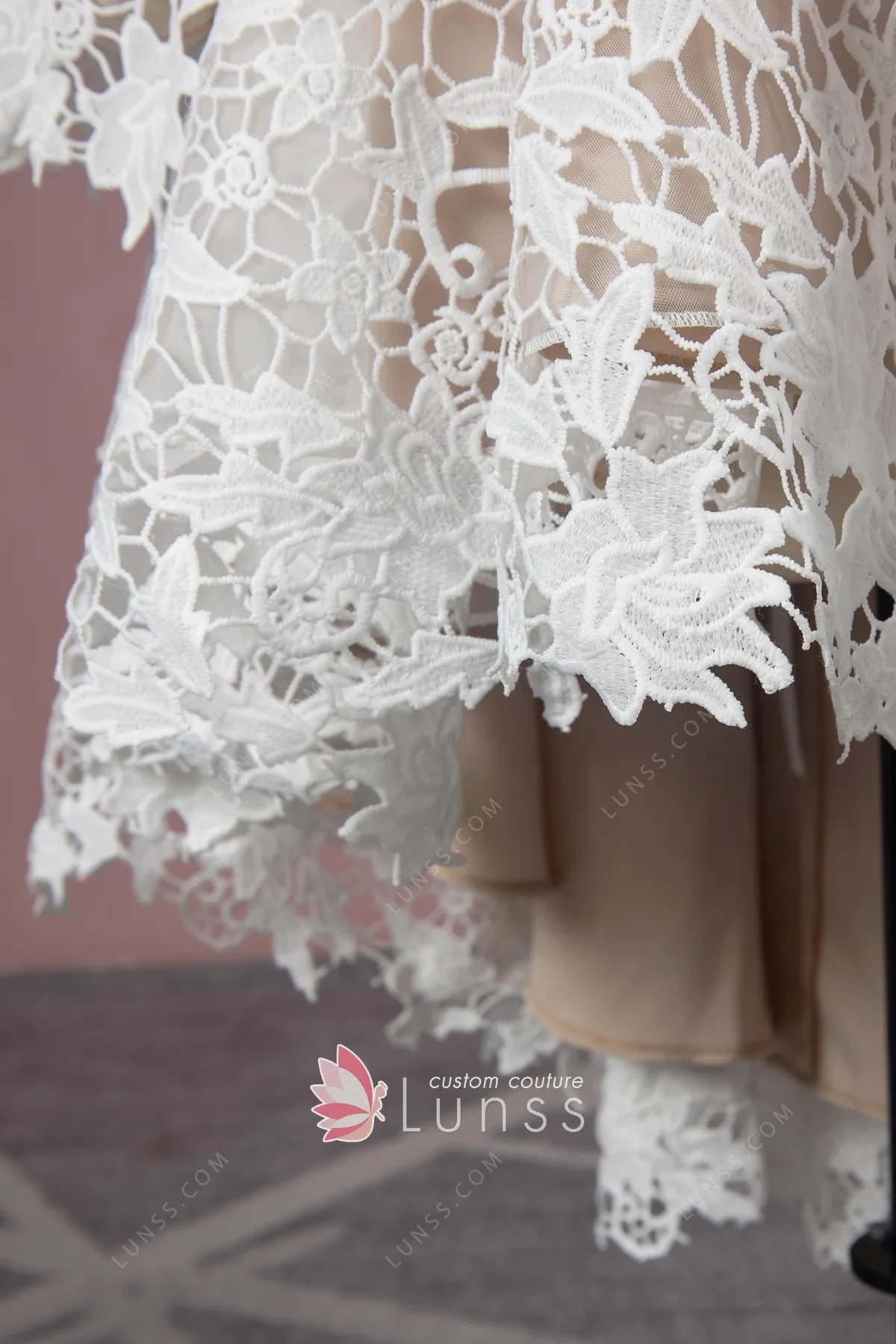 vintage ivory lace bridal cocktail dress