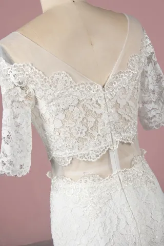scalloped lace two piece dress