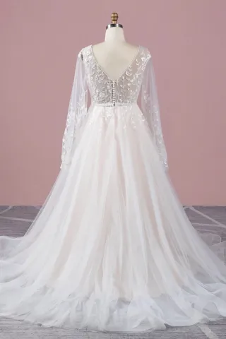 plunging neckline puff sleeve dress