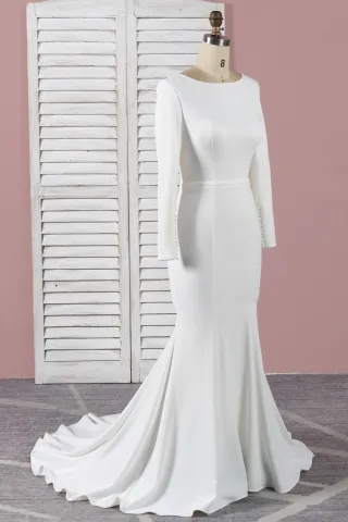 ivory matte satin mermaid bridal dress
