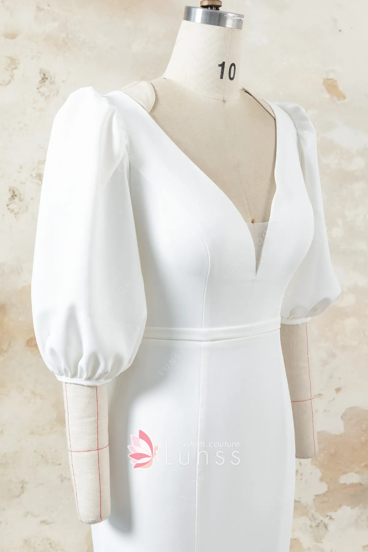 elegant V neck puff sleeve dress elegant V neck puff sleeve dress