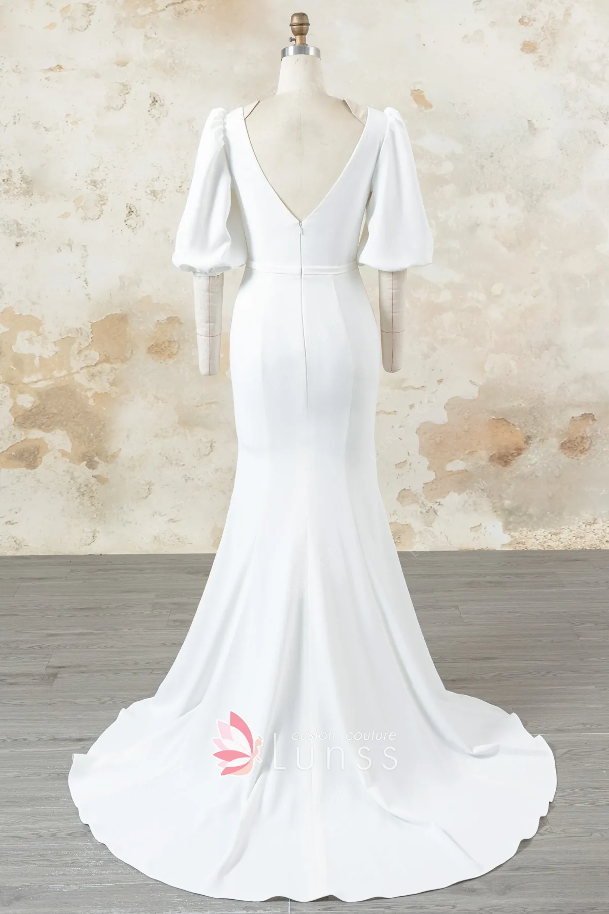 v back crepe mermaid wedding dress v back crepe mermaid wedding dress