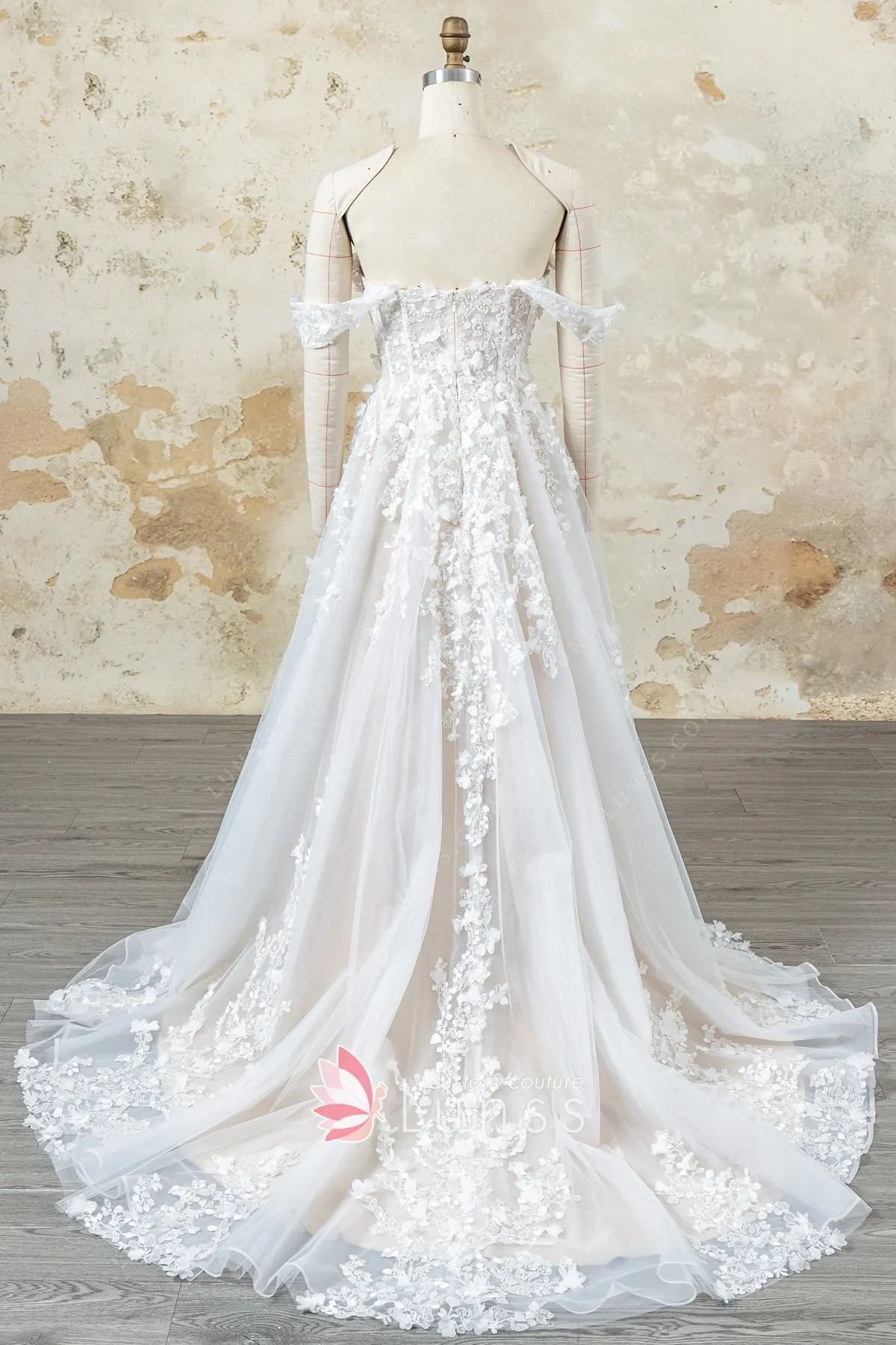 romantic 3d flower lace off the shoulder wedding dress romantic 3d flower lace off the shoulder wedding dress