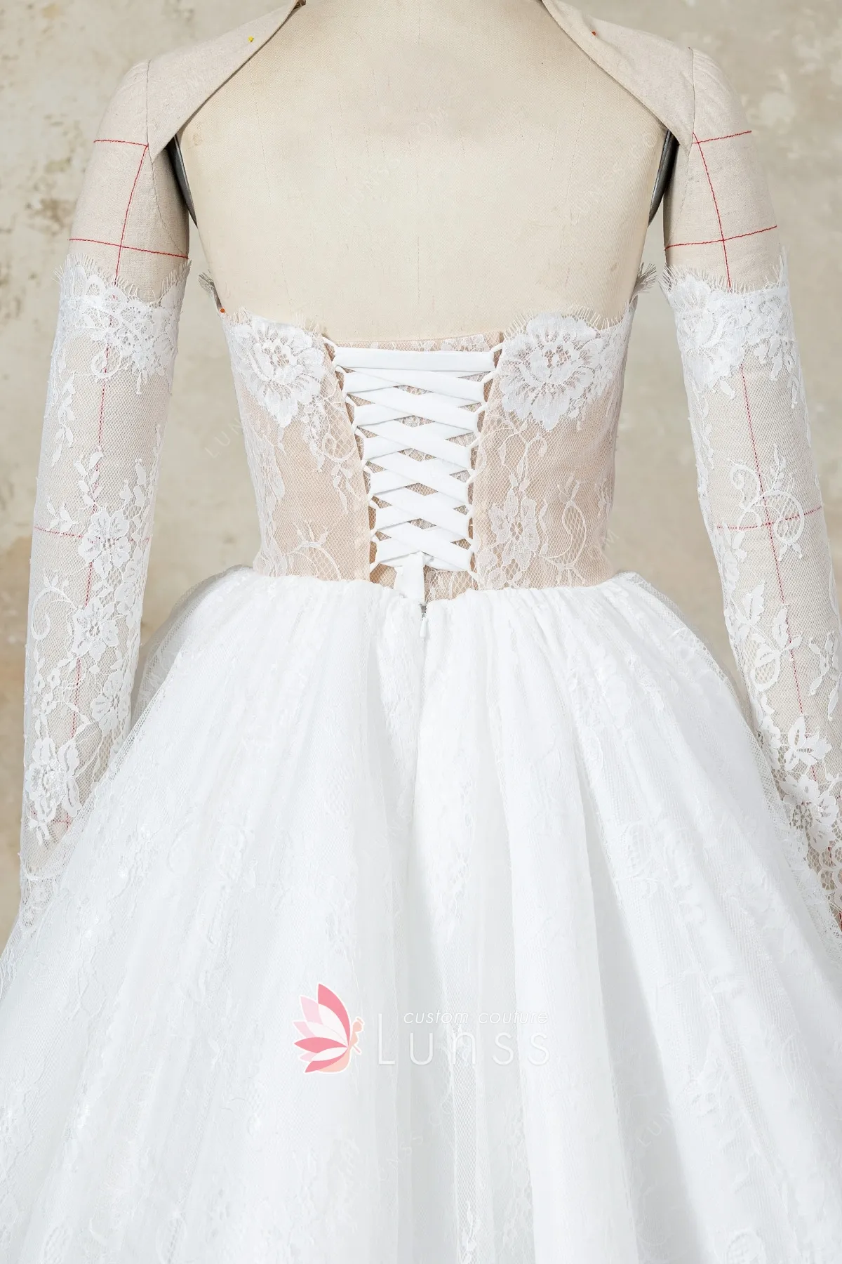 illusion bodice with lace up back illusion bodice with lace up back