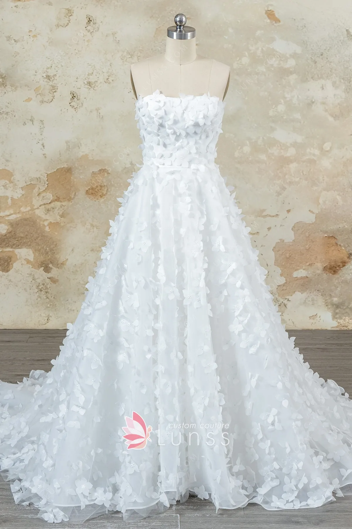 fairy 3d petal lace strapless a line spring wedding dress fairy 3d petal lace strapless a line spring wedding dress