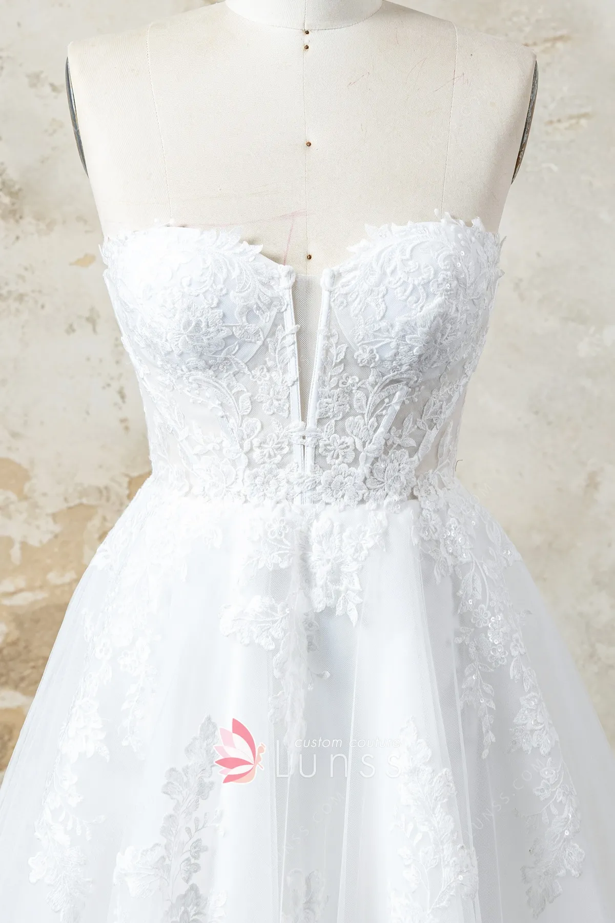 illusion corset bodice with lace applique illusion corset bodice with lace applique