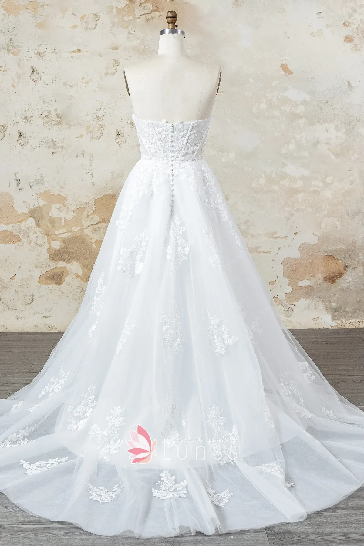 spring lace and tulle court train wedding dress spring lace and tulle court train wedding dress