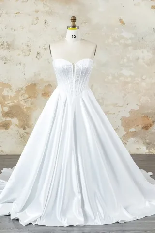 modern corset sequin lace satin fall wedding ball gown