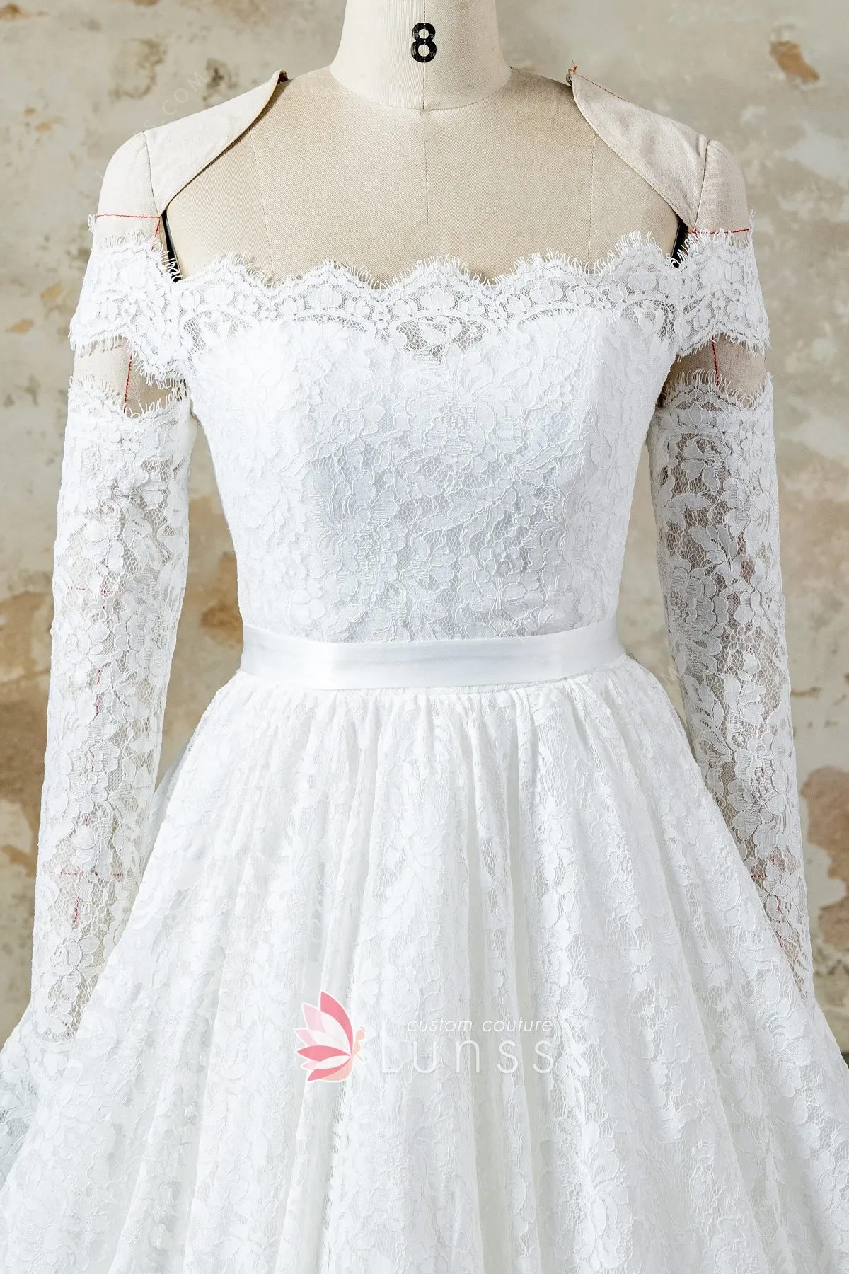 scalloped off the shoulder lace bridal dress scalloped off the shoulder lace bridal dress