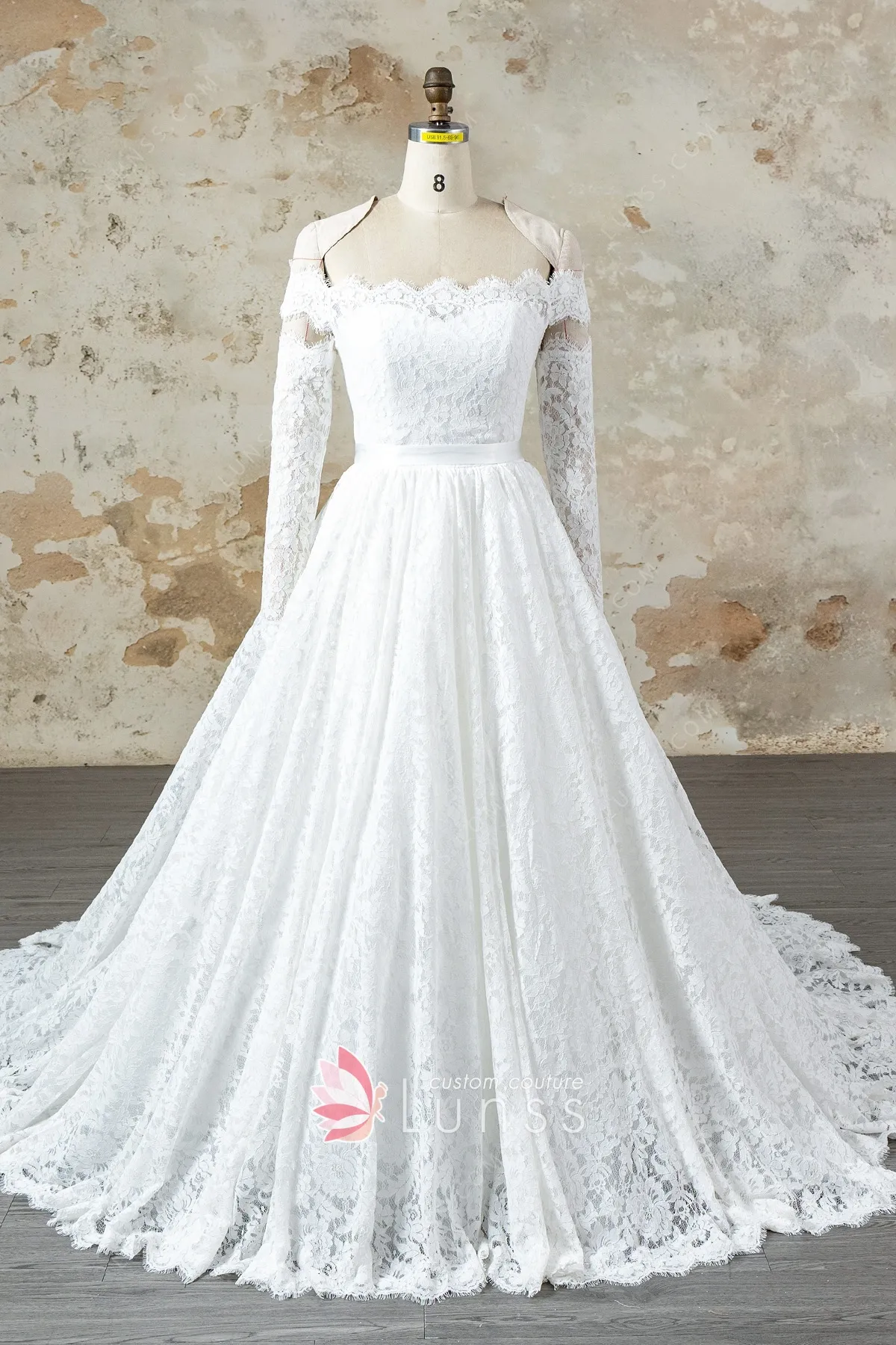 scalloped off the shoulder lace church wedding ball gown scalloped off the shoulder lace church wedding ball gown