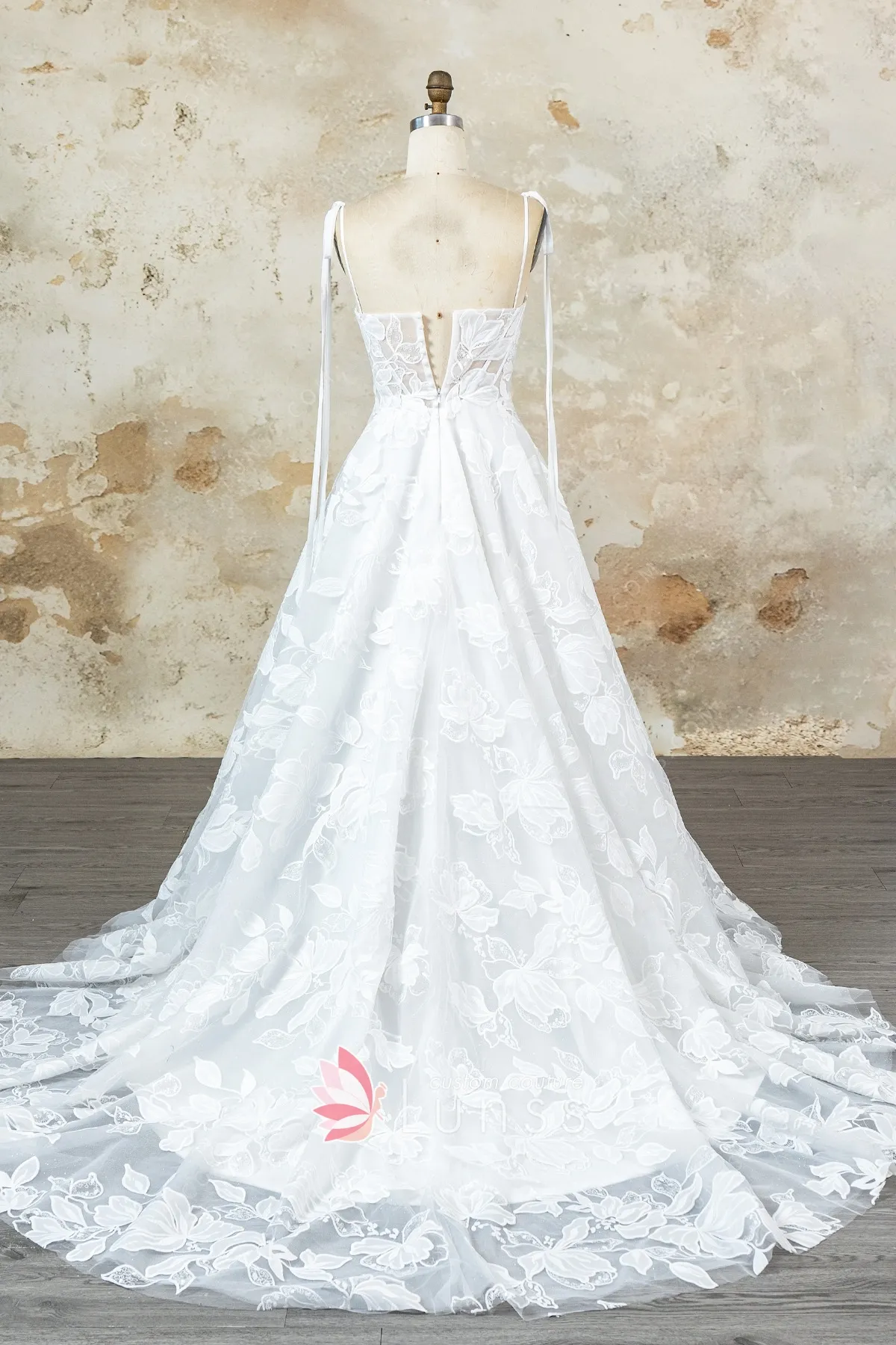 bow tie straps floral lace bridal dress bow tie straps floral lace bridal dress
