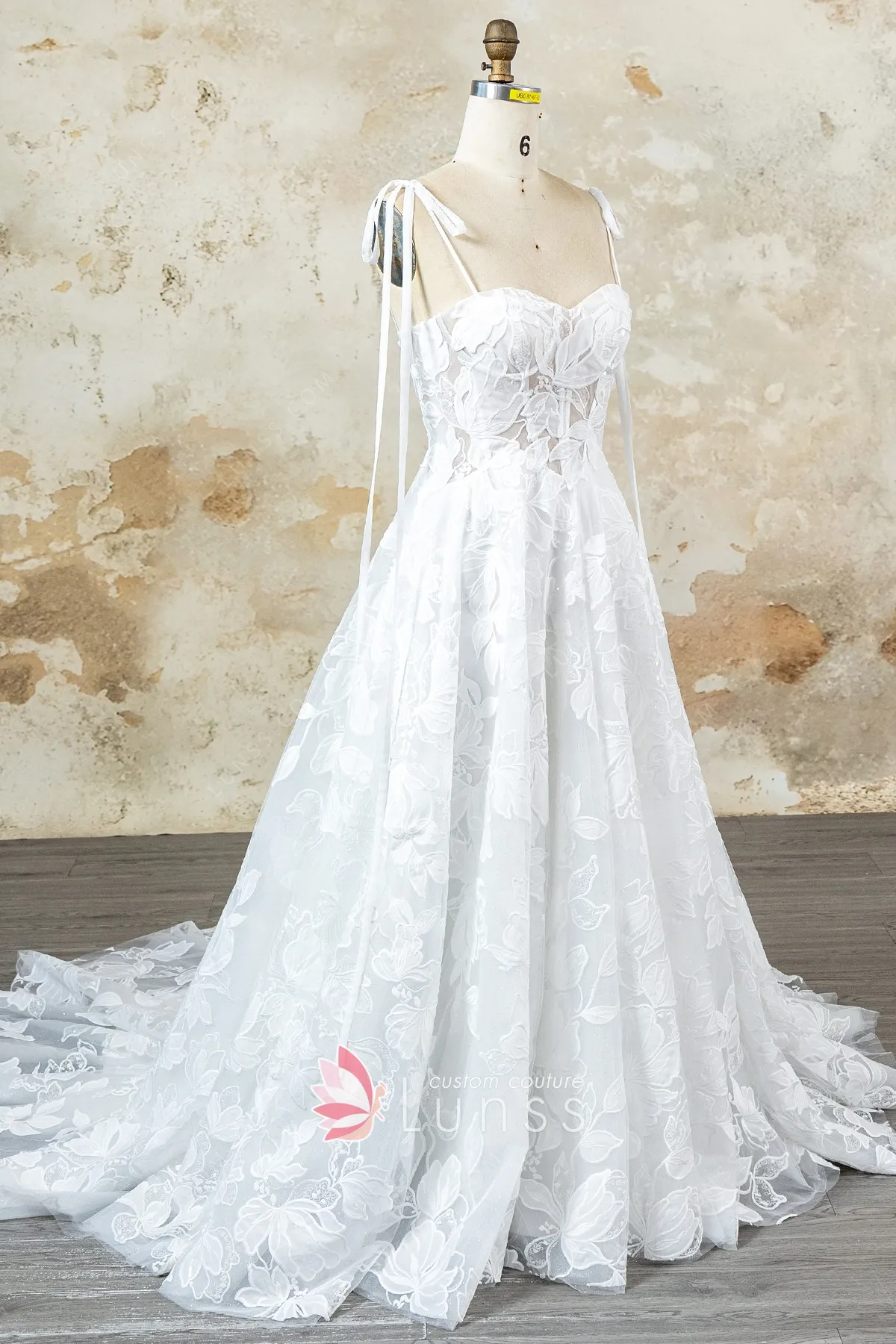spaghetti straps floral lace spring bridal dress spaghetti straps floral lace spring bridal dress