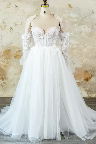 romantic 3d flower applique tulle spring wedding dress