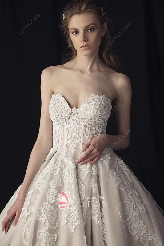 Sweet Heart Strapless Lace Long Gown  Size L Style 503931 main image 1