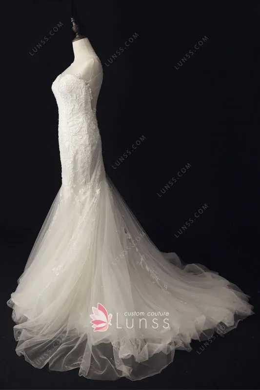 Straps Mermaid Tulle/lace Wedding Dress main image 1