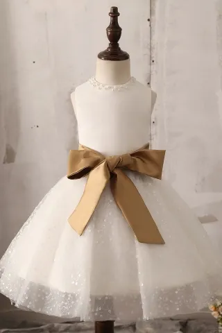 pearls sequins embellished diamond princess sleeveless flower girl dress