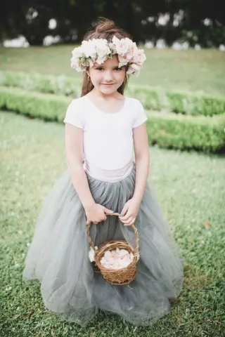 custom designer two tone flower girl dress floor length tulle skirt
