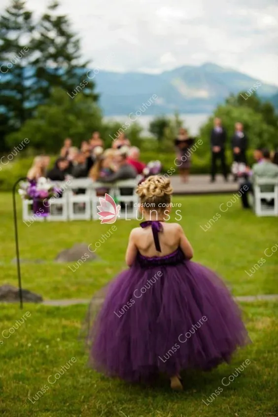 dark purple flower girl dresses