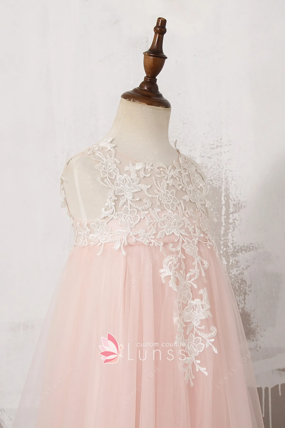 pink lace flower girl dress