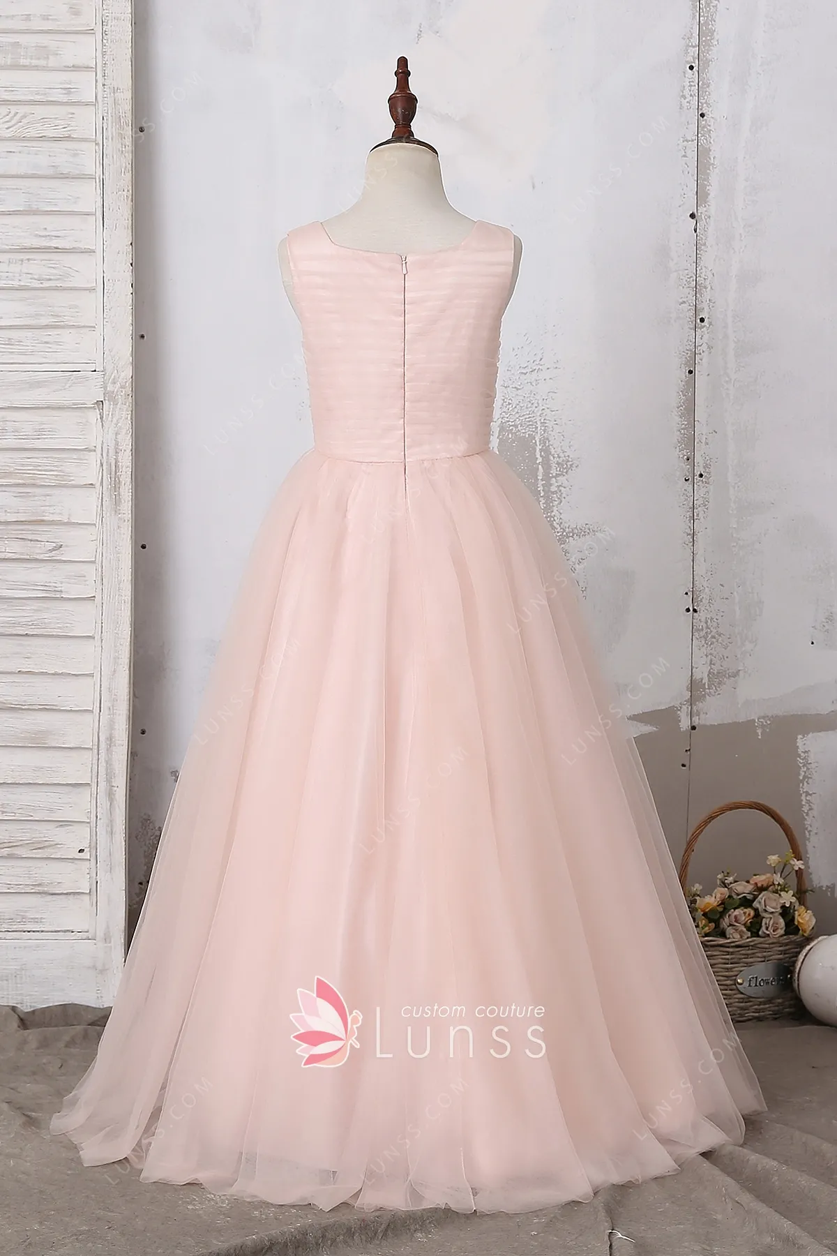 3D Flower Adorned Peach Pink Lovely Flower Girl Dress - Lunss