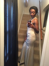 Beautiful satin sleeveless prom dress