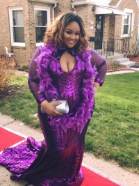 Plus Size Purple Sequin Prom Dress