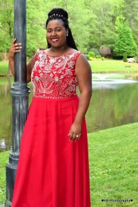 Red Long Dress with Beading Embroidered Top