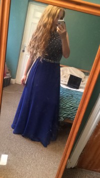 amazing beaded blue prom dress