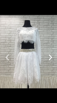 such a beautiful two piece white lace dress