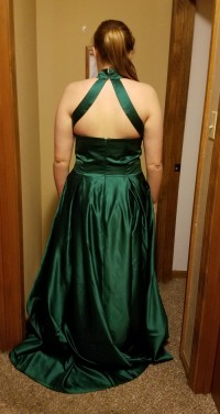 Taffeta Halter Neck Long Dress with Pockets
