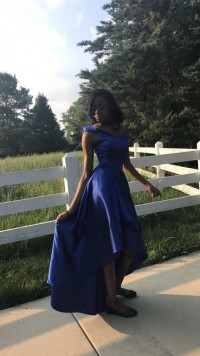 custom made royal blue satin dress