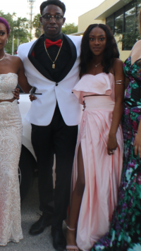 sexy thigh slit pink prom dress