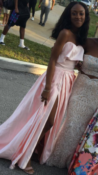 two piece pink satin prom