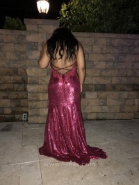 Excellent Burgundy sequin prom dress